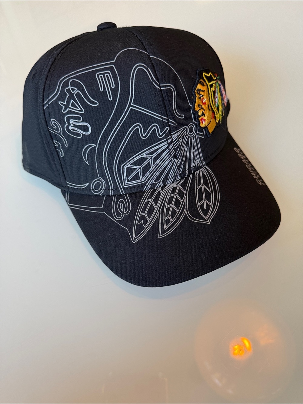 adidas Black Chicago Blackhawks Embroidered Reflective Logo Cap - size L/XL